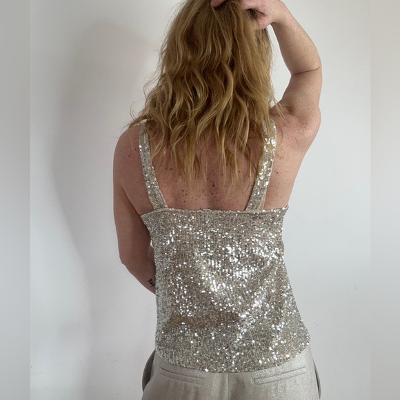 Gold Sequins Tank Top- Love on a Hanger US S - Picture 6 of 6